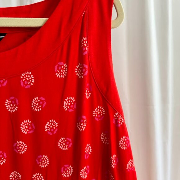 Lands End Women's Plus 3X Red Knit Maxi Dress with floral print - Picture 2 of 6